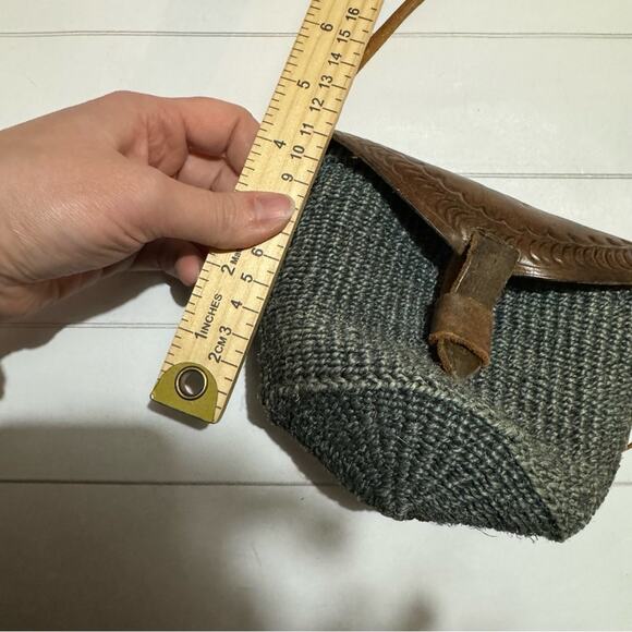 Tooled Leather Woven Straw Crossbody Shoulder‎ Micro Mini Bag Purse - Picture 7 of 7